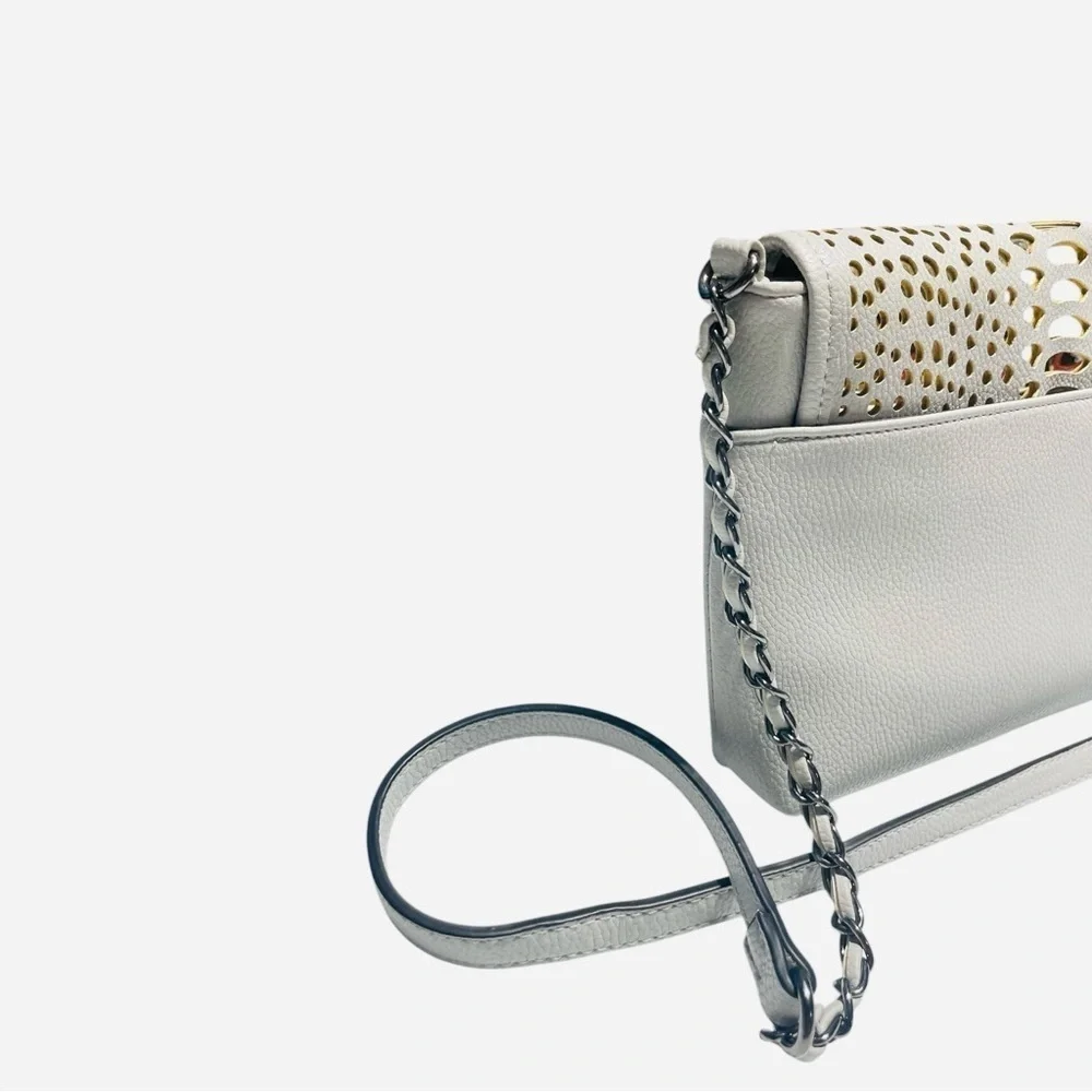 bebe Women’s Chain Crossbody Bag Purse Grey/ Gold - Picture 8 of 12